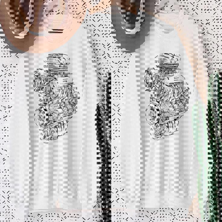 ヴィンテージエンジンブロック – メンズカー&メカニックガレージグラフィック スウェットシャツ 年配の女性への贈り物