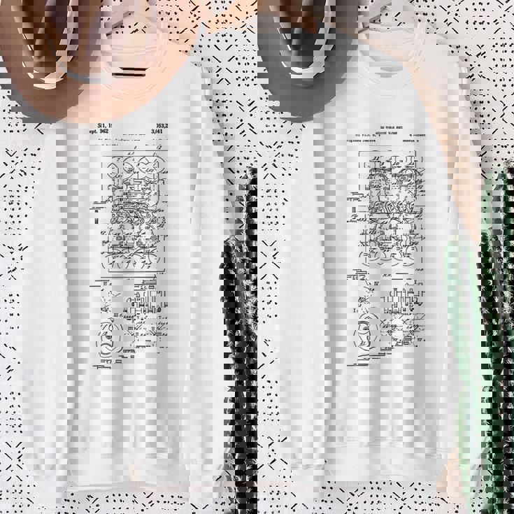 ヴィンテージエンジンブロックの青写真図–メンズカーグラフィック スウェットシャツ 年配の女性への贈り物