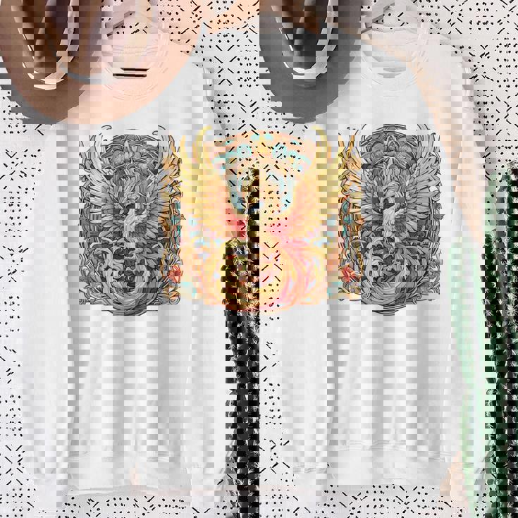 不死鳥 火の鳥 フェニックス イラスト バックプリント スウェットシャツ 年配の女性への贈り物