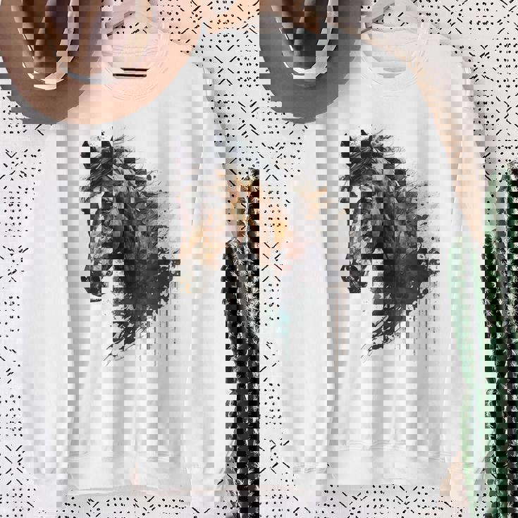 乗馬アート アニマルプリント 馬モチーフ 馬 スウェットシャツ 年配の女性への贈り物