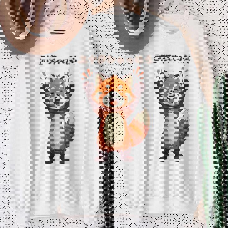 五十歩ひゃっほう レッサーパンダ ネタ ことわざ ことわざのもじり ジョーク ギャグ ダジャレ ツッコミ おもしろ メン スウェットシャツ 年配の女性への贈り物