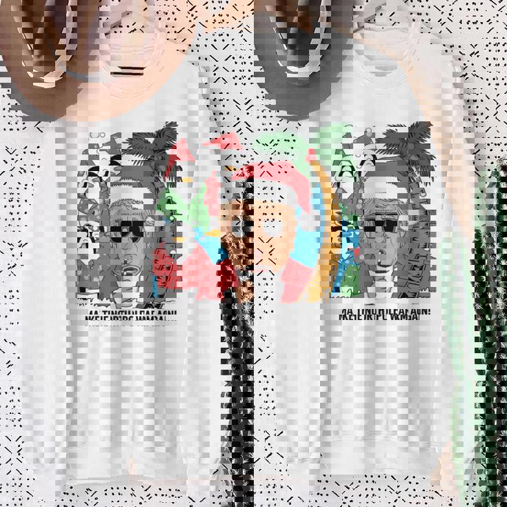 北極を再び暖かく 面白い トランプ ホットココアトロピック 長袖tシャツ スウェットシャツ 年配の女性への贈り物