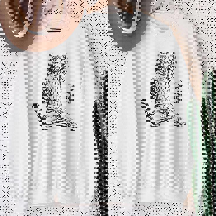 太極拳 猫 格闘技 面白い 猫 格闘 スウェットシャツ 年配の女性への贈り物