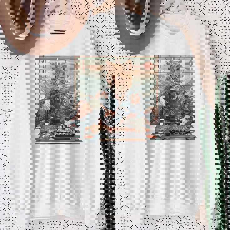 寿司好き ヴィンテージ 子猫 伝統 日本の芸術 猫 長袖tシャツ スウェットシャツ 年配の女性への贈り物