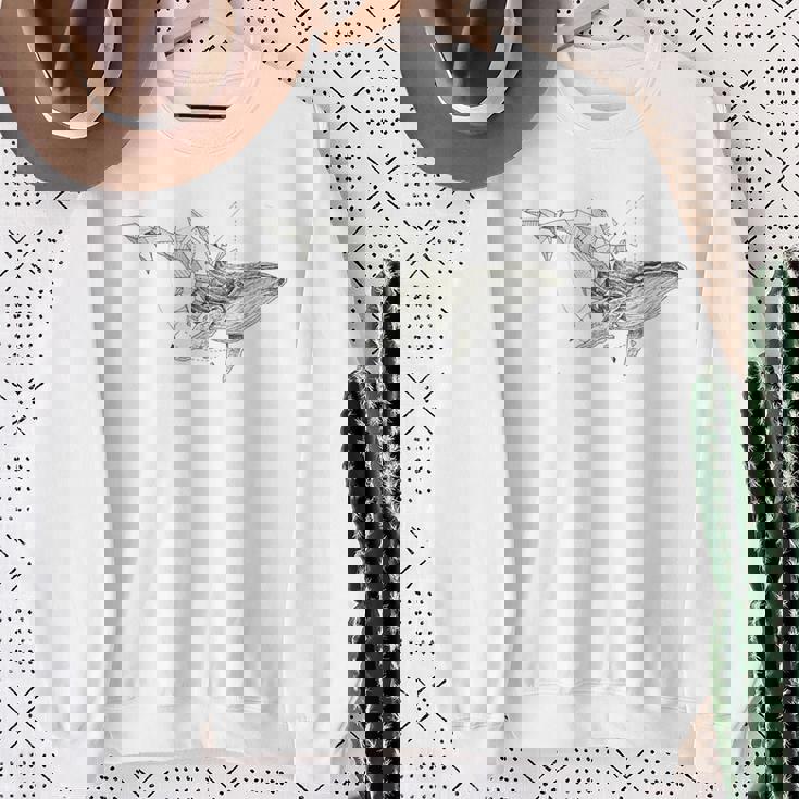 幾何学的クジラtシャツ メンズ シャツ レディース ブラック ホワイト スウェットシャツ 年配の女性への贈り物