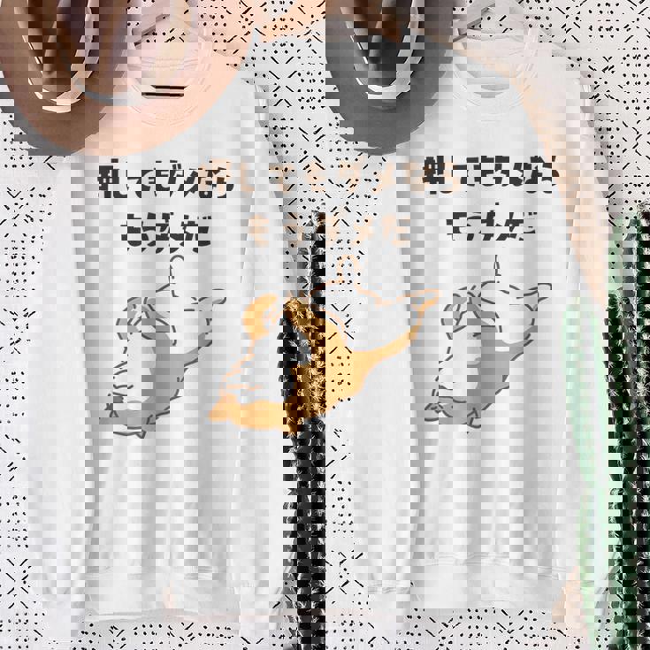 押してもダメならもうダメだ 犬 柴犬 犬好き かわいい おもしろ ネタ スウェットシャツ 年配の女性への贈り物