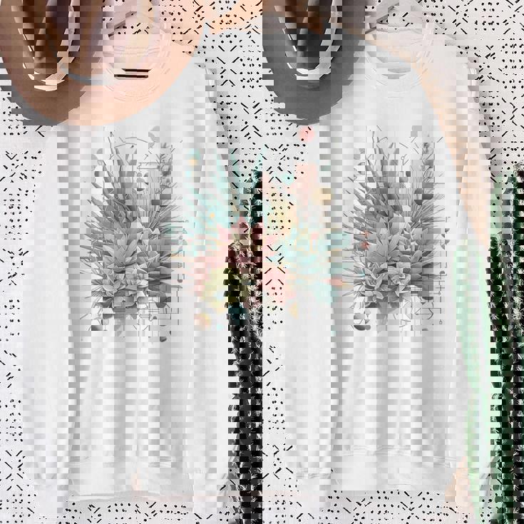 抽象的な幾何学的なボタニカルデザインモダンな植物 多肉植物 スウェットシャツ 年配の女性への贈り物