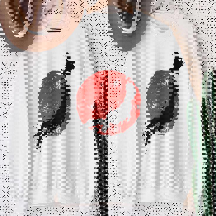 日本 赤 太陽 日本 列島 地図 かっこいい 国旗 スタイル スウェットシャツ 年配の女性への贈り物