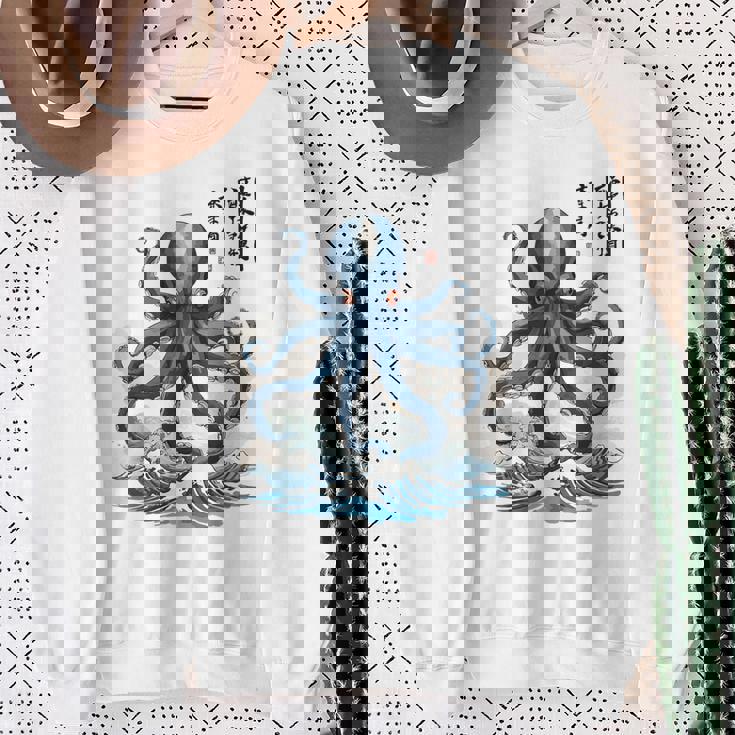 日本のタコ浮世絵 海の美 木版画 スウェットシャツ 年配の女性への贈り物