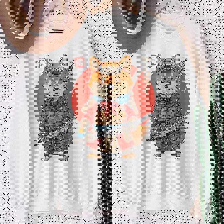 日本の侍犬 柴戦士 浮世サムライ バックプリント スウェットシャツ 年配の女性への贈り物