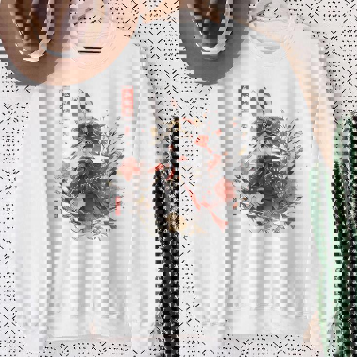 日本アート うさぎ 忍者 浮世絵 アニメスタイル サムライラビット スウェットシャツ 年配の女性への贈り物