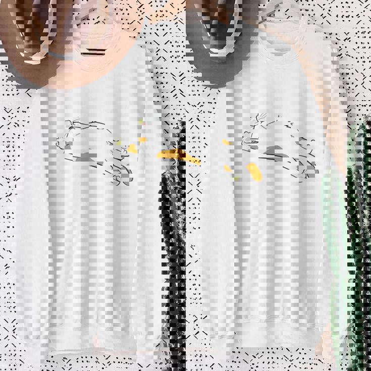 明日から本気出す 面白い猫のことわざ 長袖tシャツ スウェットシャツ 年配の女性への贈り物