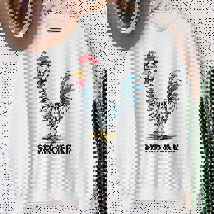 春のチキンチキンポゴスティックファニーチキン スウェットシャツ 年配の女性への贈り物