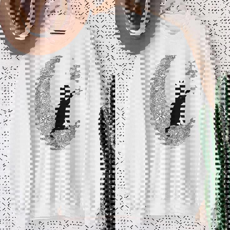 曼荼羅猫tシャツ レディース メンズ ユース 月と星 スウェットシャツ 年配の女性への贈り物