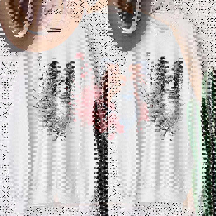 桜 水彩パピヨン スウェットシャツ 年配の女性への贈り物