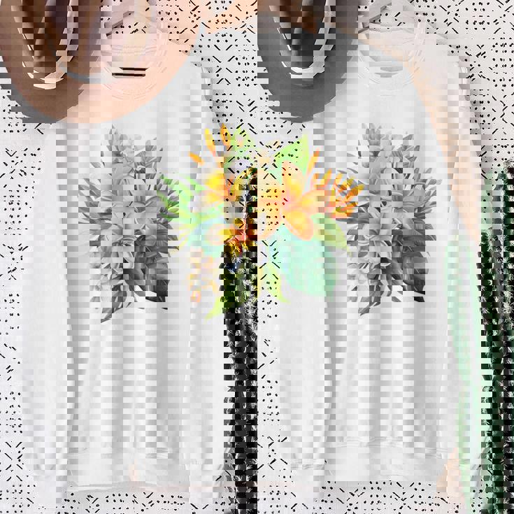 水彩 プルメリア ブーケ シャツ ハワイアン トロピカル フローラル スウェットシャツ 年配の女性への贈り物