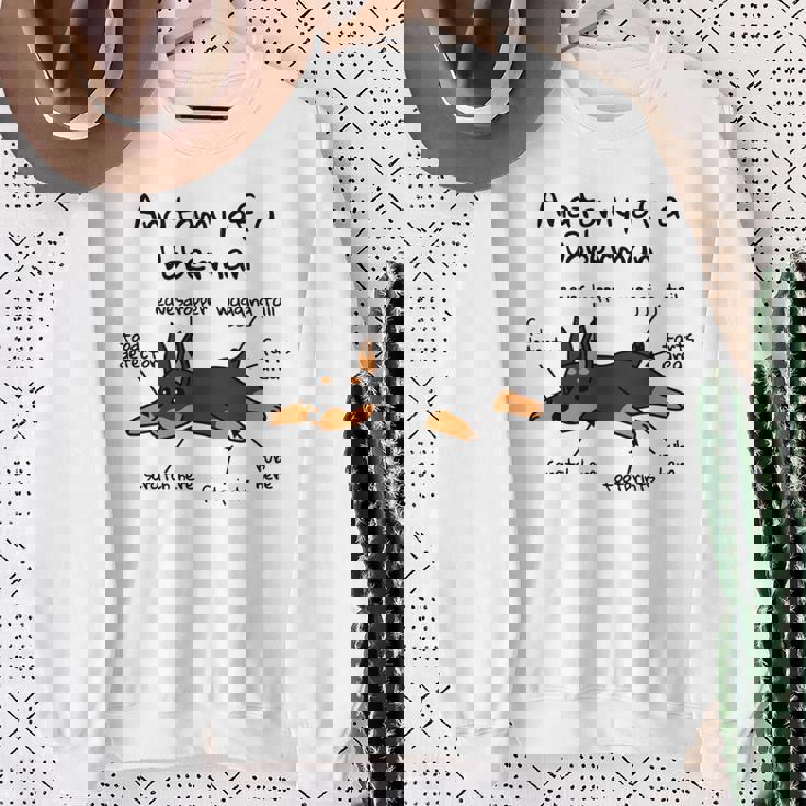 犬の解剖学ドーベルマン犬 長袖tシャツ スウェットシャツ 年配の女性への贈り物