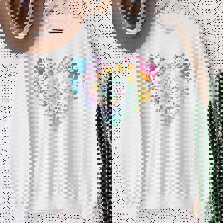 バックプリント 犬の足跡 犬 ペット 足跡 プリント スウェットシャツ 年配の女性への贈り物