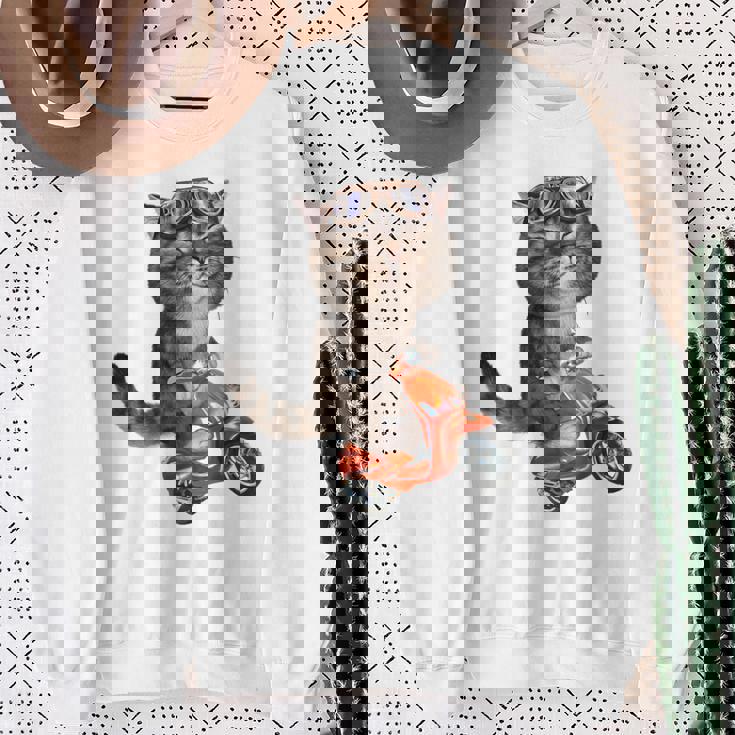 猫 ねこ バイク スウェットシャツ 年配の女性への贈り物