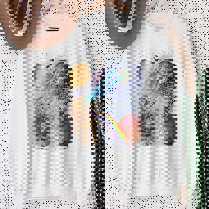 猫 ねこ 宇宙 惑星 スウェットシャツ 年配の女性への贈り物