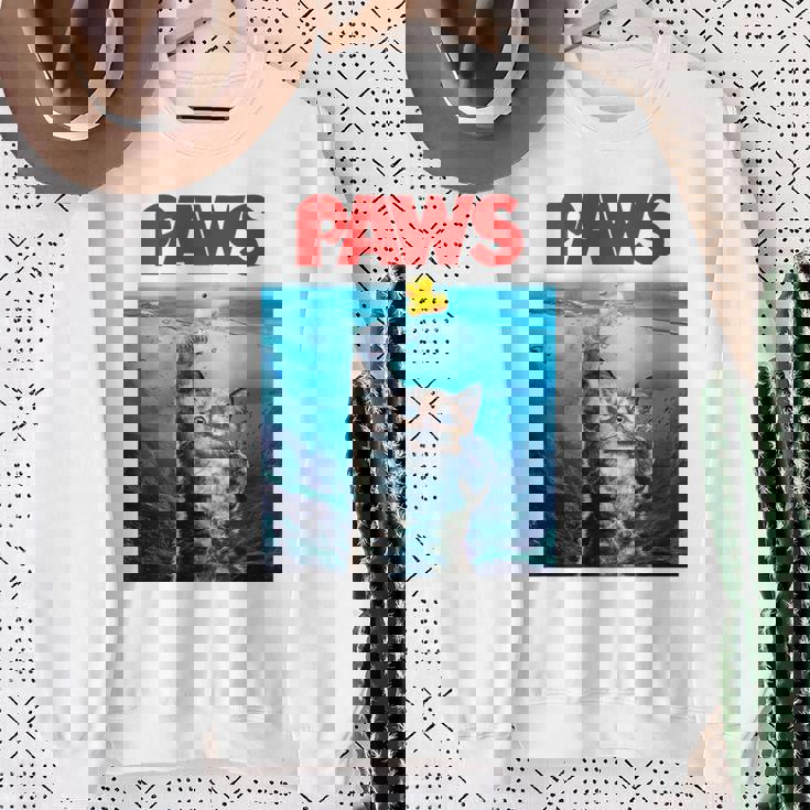 猫 ねこ 海 Paws アヒル スウェットシャツ 年配の女性への贈り物