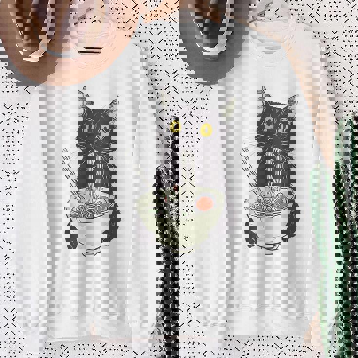 猫 ラーメン 麺 和 ラーメン かわいい 猫 スウェットシャツ 年配の女性への贈り物