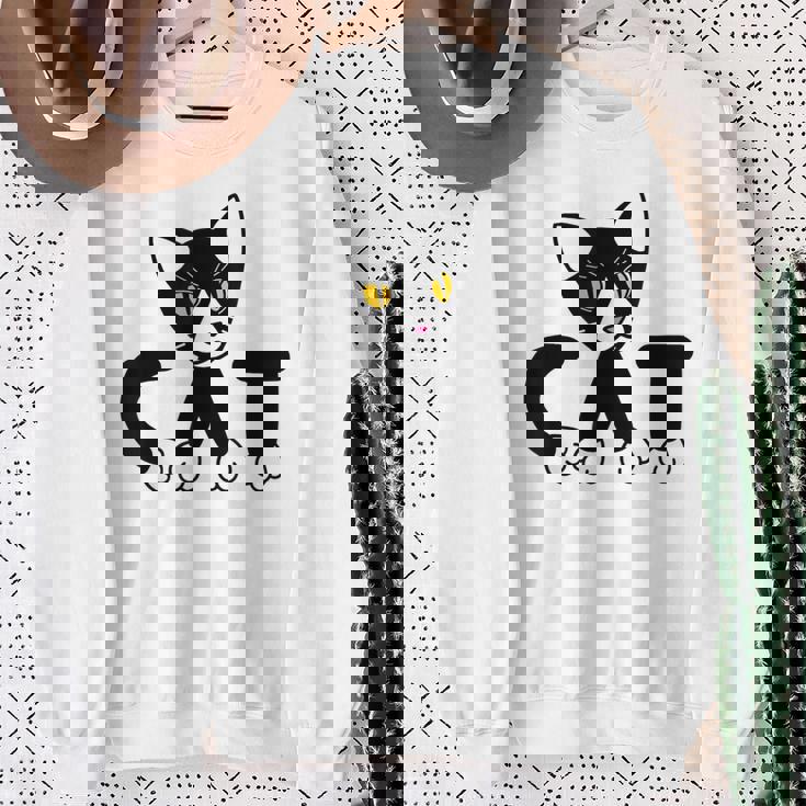 猫 子猫 ハチワレ モノトーン 白 黒 かわいい ユニーク スウェットシャツ 年配の女性への贈り物