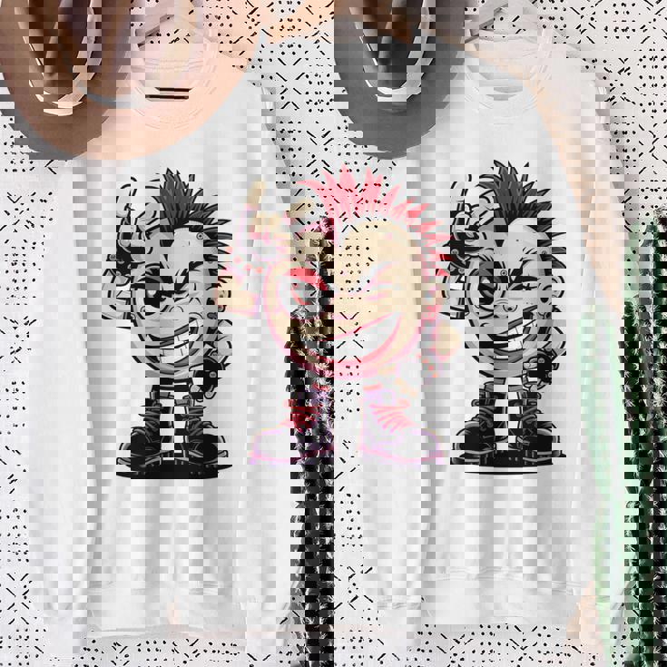 生意気なパンクロックロッカー イロとブーツ付き 面白いパンク 長袖tシャツ スウェットシャツ 年配の女性への贈り物