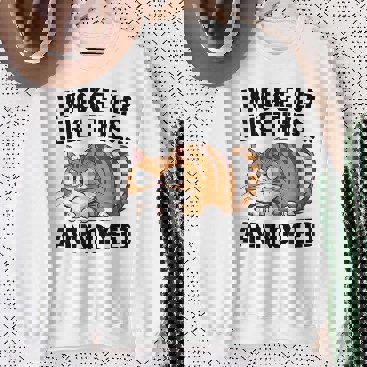 皮肉な猫好き 面白い 内向的 反社会的 不機嫌そうなキティ スウェットシャツ 年配の女性への贈り物