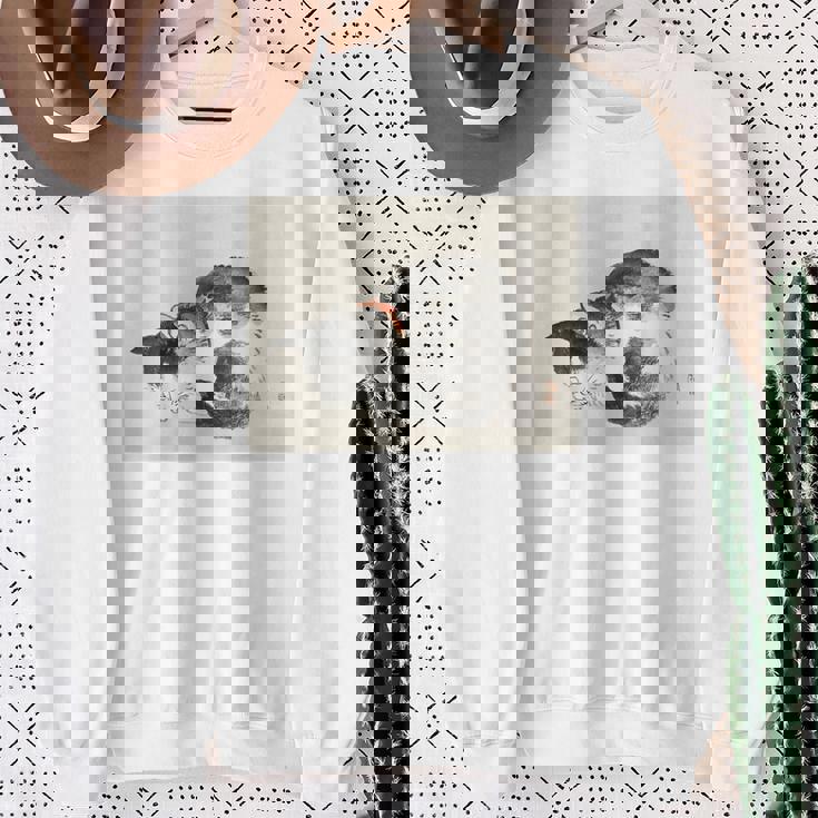 眠れる猫 子猫 このばいれい 日本 美術 絵画 かわいい 墨 スウェットシャツ 年配の女性への贈り物