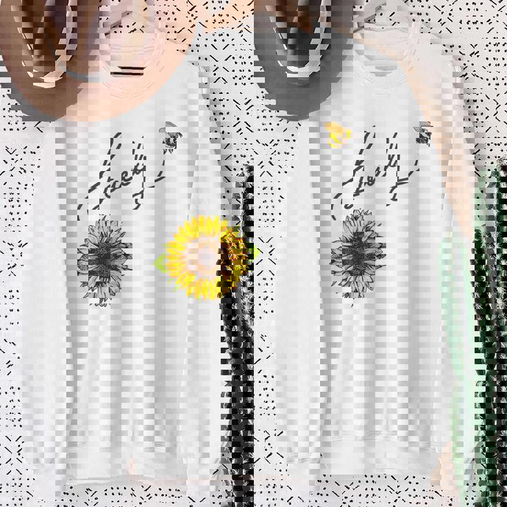 秋のひまわり マルハナバチ 面白いひまわり蜂 秋の愛 スウェットシャツ 年配の女性への贈り物