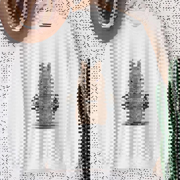 筋トレ ジム やる気がないなら家に帰れ ネザーランドドワーフ ウサギ ベージュ スウェットシャツ 年配の女性への贈り物