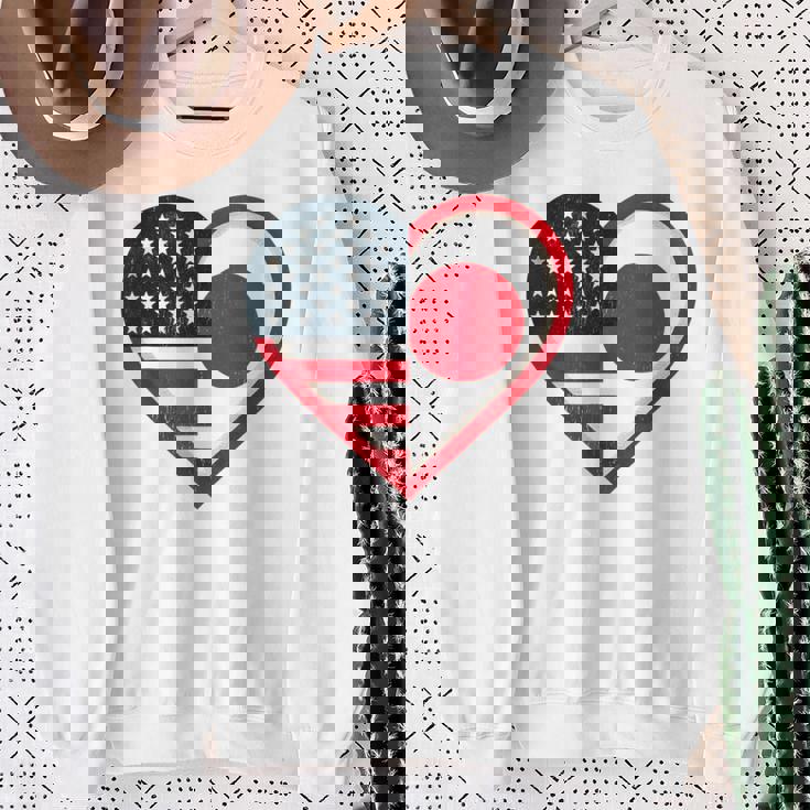 米国 アメリカ 日本 ハートフラッグ 二重国籍。 スウェットシャツ 年配の女性への贈り物