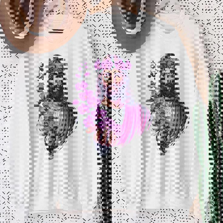 紫の蘭を持つイエス スウェットシャツ 年配の女性への贈り物