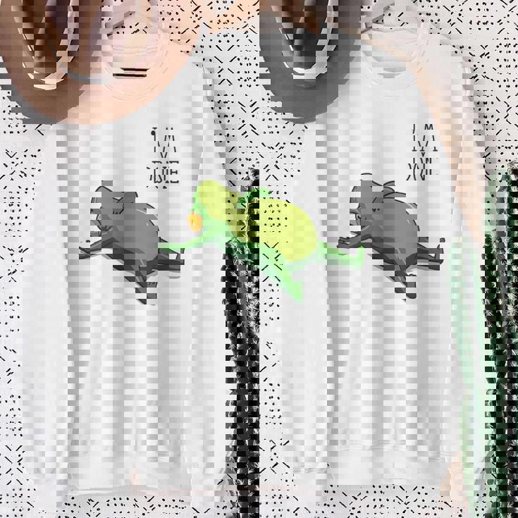 終わった、リラックスしているカエル、カエル好きの面白いカエル、カエル スウェットシャツ 年配の女性への贈り物