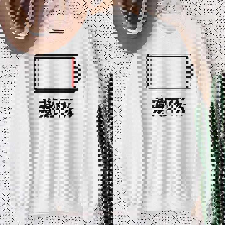 背中【残り1】電池 バッテリー おもしろ 面白い ギャグ ネタ ウケ狙い 笑える ユーモア おバカな 個性的な スウェットシャツ 年配の女性への贈り物