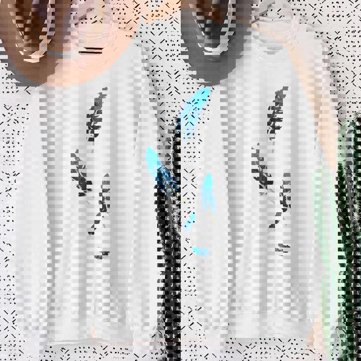 落ちる青い鳥の羽 スウェットシャツ 年配の女性への贈り物