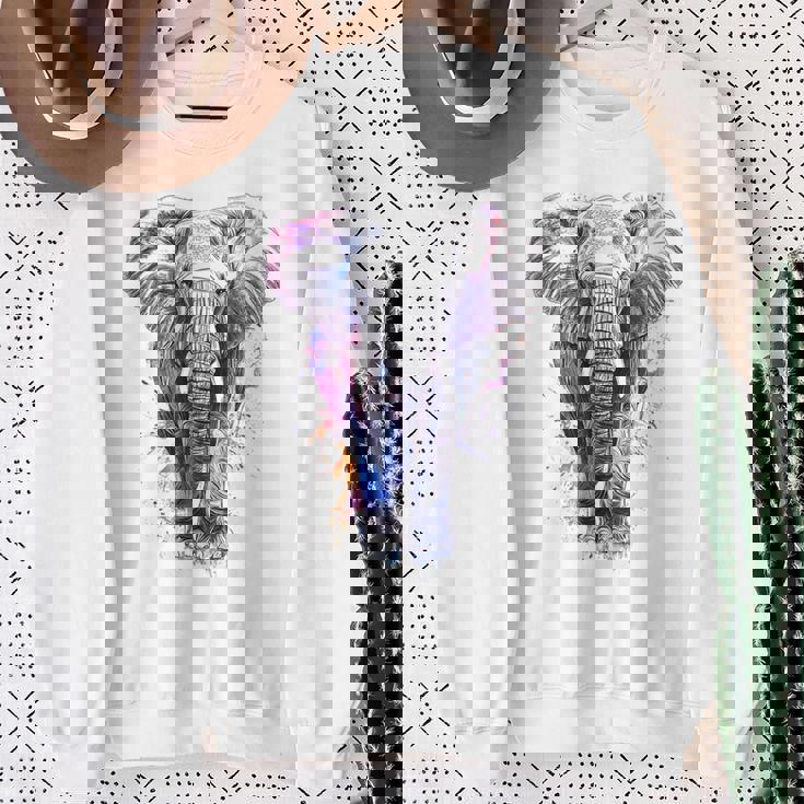 象 抽象画 モチーフ 動物 恋人 アート 象 スウェットシャツ 年配の女性への贈り物