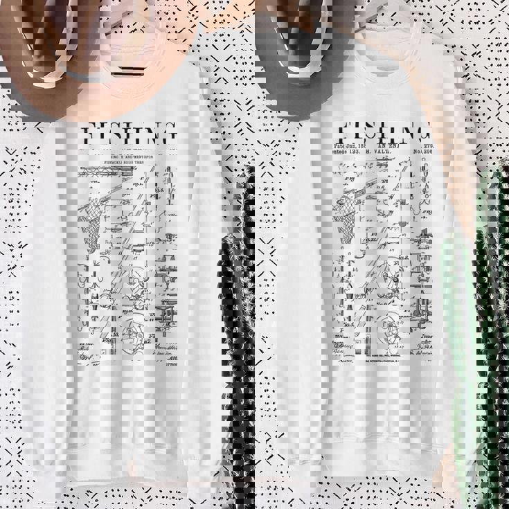 釣り ロッド タックル リール ルアー フィッシャーマン ヴィンテージ 特許 プリント スウェットシャツ 年配の女性への贈り物