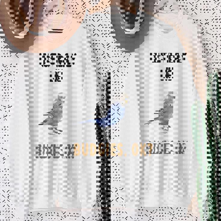 青いセキセイインコ、面白いことわざ、楽しい、セキセイインコ スウェットシャツ 年配の女性への贈り物