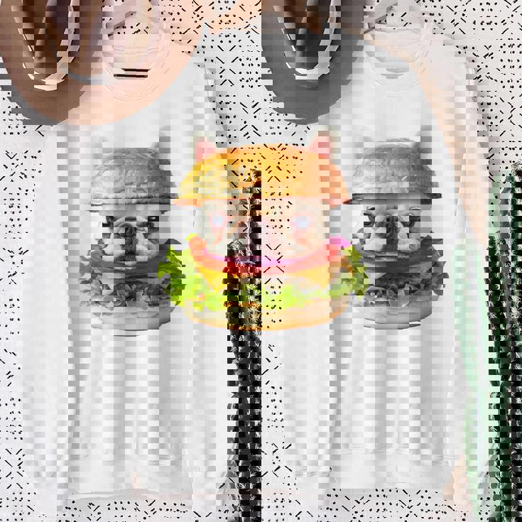 面白いtシャツ フレンチブルドッグ 犬 ハンバーガー メンズ グッズ かわいい おもしろ 面白い 服 ネタ 長袖tシャツ スウェットシャツ 年配の女性への贈り物