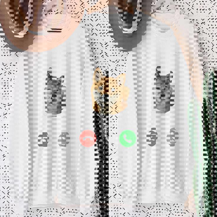 面白いtシャツ 柴犬 着信 イヌ わんこ メンズ 犬好き グッズ かわいい おもしろ 面白い 服 ネタ 長袖tシャツ スウェットシャツ 年配の女性への贈り物