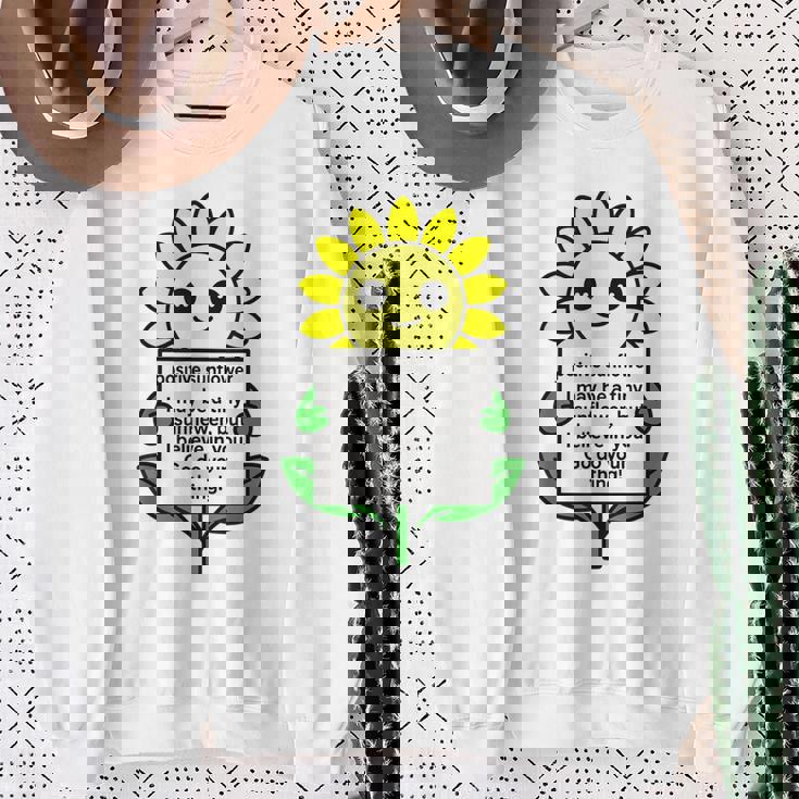 面白いひまわりおもちゃ ポジティブカード ポジティブヒマワリ スウェットシャツ 年配の女性への贈り物