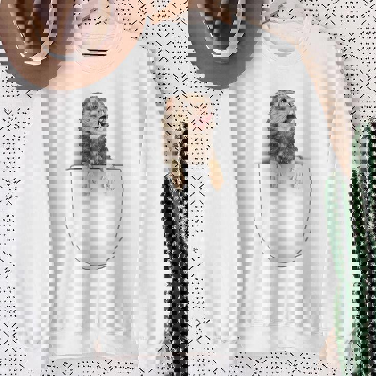 面白いペットフェレット ポケットの中のファニー フェレット スウェットシャツ 年配の女性への贈り物