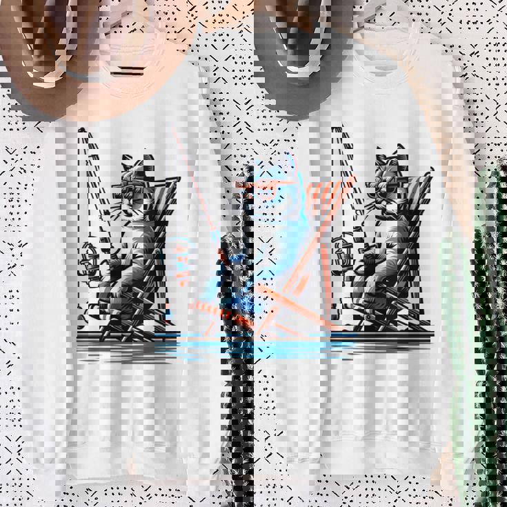 面白い釣り猫ロッドとリール Lets Go 釣り 猫釣り 長袖tシャツ スウェットシャツ 年配の女性への贈り物