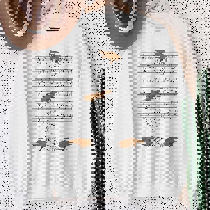 音符で遊ぶ面白いカモノハシ スウェットシャツ 年配の女性への贈り物