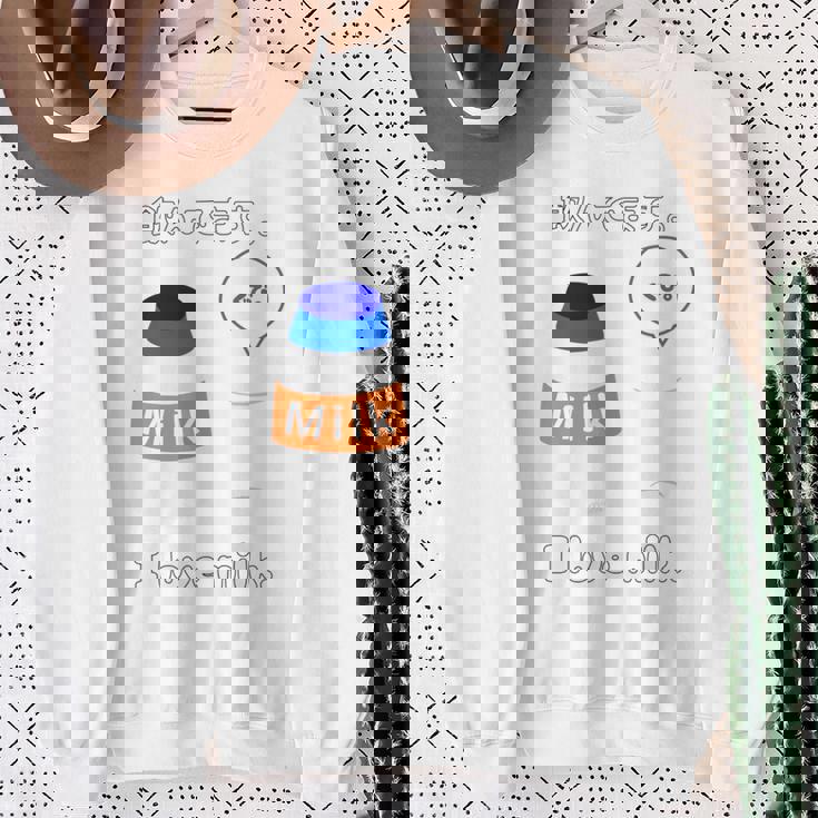 飲んでます。 I Love Milk 牛乳 ミルク びん ボトル カップ 健康 の イラスト 長袖tシャツ スウェットシャツ 年配の女性への贈り物