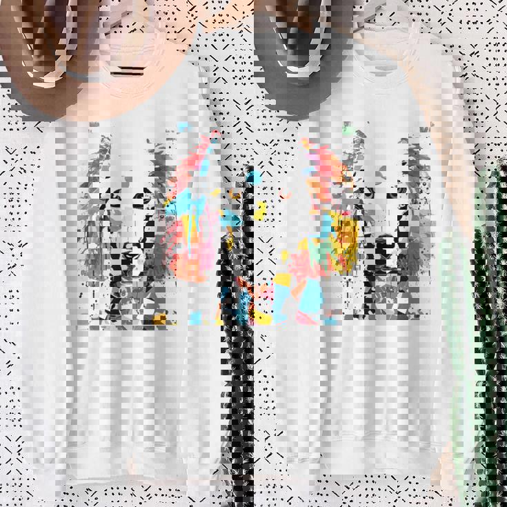 鮮やかな犬のアート スプラッシュカラー 抽象画 スウェットシャツ 年配の女性への贈り物