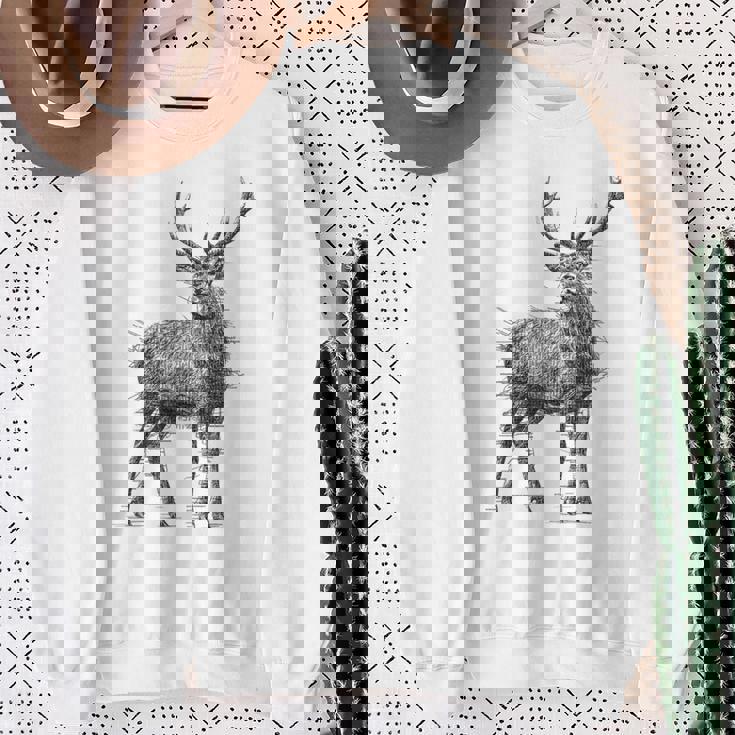 鹿 絵 グラフィック 動物 アート モチーフ 鹿 スウェットシャツ 年配の女性への贈り物