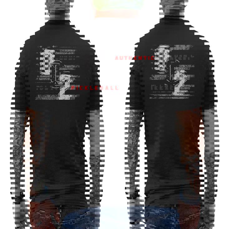 002ピックルボールフラッグ メンズTシャツ バックプリント